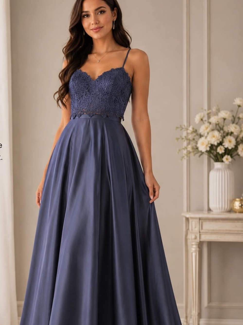 Alyce Paris Navy Blue Lace Bodice Satin Prom/Formal Gown Size 8